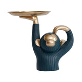 Maxbell Nordic Style Monkey Statue Storage Tray Sundries Container for Home Entryway Green