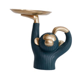 Maxbell Nordic Style Monkey Statue Storage Tray Sundries Container for Home Entryway Green