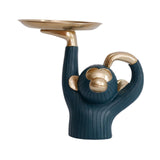 Maxbell Nordic Style Monkey Statue Storage Tray Sundries Container for Home Entryway Green