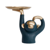 Maxbell Nordic Style Monkey Statue Storage Tray Sundries Container for Home Entryway Green