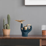 Maxbell Nordic Style Monkey Statue Storage Tray Sundries Container for Home Entryway Green