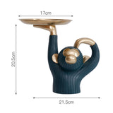 Maxbell Nordic Style Monkey Statue Storage Tray Sundries Container for Home Entryway Green