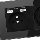 Maxbell French 2.1A USB Wall Outlet Charger 16A Duplex Receptacles Multi Plug Black