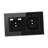Maxbell French 2.1A USB Wall Outlet Charger 16A Duplex Receptacles Multi Plug Black