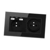Maxbell French 2.1A USB Wall Outlet Charger 16A Duplex Receptacles Multi Plug Black