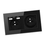 Maxbell French 2.1A USB Wall Outlet Charger 16A Duplex Receptacles Multi Plug Black