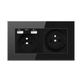 Maxbell French 2.1A USB Wall Outlet Charger 16A Duplex Receptacles Multi Plug Black