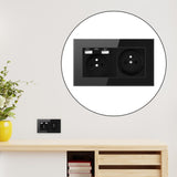 Maxbell French 2.1A USB Wall Outlet Charger 16A Duplex Receptacles Multi Plug Black