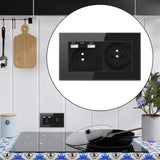 Maxbell French 2.1A USB Wall Outlet Charger 16A Duplex Receptacles Multi Plug Black