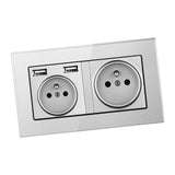 Maxbell French 2.1A USB Wall Outlet Charger 16A Duplex Receptacles Multi Plug Gray