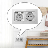 Maxbell French 2.1A USB Wall Outlet Charger 16A Duplex Receptacles Multi Plug Gray