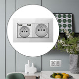 Maxbell French 2.1A USB Wall Outlet Charger 16A Duplex Receptacles Multi Plug Gray
