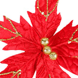 Maxbell Artificial Christmas Picks Decors Gift Wrapping Glitter Christmas Flower Red