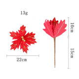 Maxbell Artificial Christmas Picks Decors Gift Wrapping Glitter Christmas Flower Red