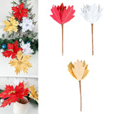 Maxbell Artificial Christmas Picks Decors Gift Wrapping Glitter Christmas Flower Red