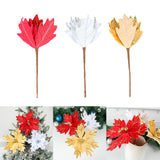 Maxbell Artificial Christmas Picks Decors Gift Wrapping Glitter Christmas Flower Red
