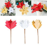 Maxbell Artificial Christmas Picks Decors Gift Wrapping Glitter Christmas Flower Red