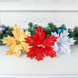 Maxbell Artificial Christmas Picks Decors Gift Wrapping Glitter Christmas Flower Red
