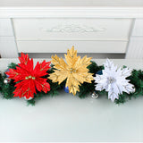 Maxbell Artificial Christmas Picks Decors Gift Wrapping Glitter Christmas Flower Red