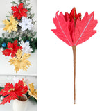 Maxbell Artificial Christmas Picks Decors Gift Wrapping Glitter Christmas Flower Red