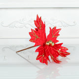 Maxbell Artificial Christmas Picks Decors Gift Wrapping Glitter Christmas Flower Red