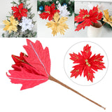 Maxbell Artificial Christmas Picks Decors Gift Wrapping Glitter Christmas Flower Red