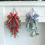 Maxbell Mini Christmas Tree Wreath Wall Hanging Ribbon Outdoor Door Branches Indoor Red