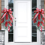 Maxbell Mini Christmas Tree Wreath Wall Hanging Ribbon Outdoor Door Branches Indoor Red