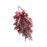 Maxbell Mini Christmas Tree Wreath Wall Hanging Ribbon Outdoor Door Branches Indoor Red