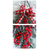 Maxbell Mini Christmas Tree Wreath Wall Hanging Ribbon Outdoor Door Branches Indoor Red