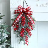 Maxbell Mini Christmas Tree Wreath Wall Hanging Ribbon Outdoor Door Branches Indoor Red