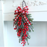 Maxbell Mini Christmas Tree Wreath Wall Hanging Ribbon Outdoor Door Branches Indoor Red