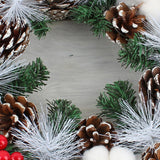 Maxbell Christmas Door Wreath Cones Berries Ornament 13.7inch for Party Window Xmas
