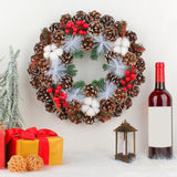 Maxbell Christmas Door Wreath Cones Berries Ornament 13.7inch for Party Window Xmas