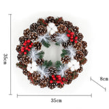 Maxbell Christmas Door Wreath Cones Berries Ornament 13.7inch for Party Window Xmas