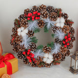 Maxbell Christmas Door Wreath Cones Berries Ornament 13.7inch for Party Window Xmas
