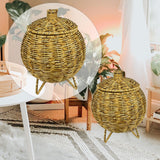 Maxbell Rattan Round Serving Basket for Breakfast, Drinks, Snack, fruit Table Imitation rattan