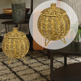 Maxbell Rattan Round Serving Basket for Breakfast, Drinks, Snack, fruit Table Imitation rattan