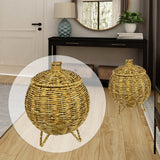 Maxbell Rattan Round Serving Basket for Breakfast, Drinks, Snack, fruit Table Imitation rattan
