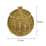 Maxbell Emulating Rattan Round Storage Basket with Lid Durable for Food Snack