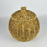 Maxbell Emulating Rattan Round Storage Basket with Lid Durable for Food Snack