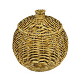 Maxbell Emulating Rattan Round Storage Basket with Lid Durable for Food Snack