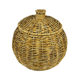 Maxbell Emulating Rattan Round Storage Basket with Lid Durable for Food Snack