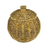 Maxbell Emulating Rattan Round Storage Basket with Lid Durable for Food Snack