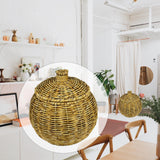 Maxbell Emulating Rattan Round Storage Basket with Lid Durable for Food Snack