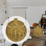Maxbell Emulating Rattan Round Storage Basket with Lid Durable for Food Snack