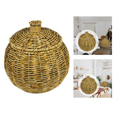 Maxbell Emulating Rattan Round Storage Basket with Lid Durable for Food Snack