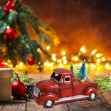 Maxbell Truck Ornament Pickup with Christmas Tree Figurine Decorative Vintage Style