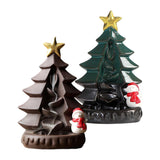 Maxbell Maxbell Ceramic Backflow Incense Burner Censer Christmas Trees Sculpture for Desk Green