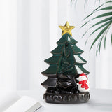 Maxbell Maxbell Ceramic Backflow Incense Burner Censer Christmas Trees Sculpture for Desk Green